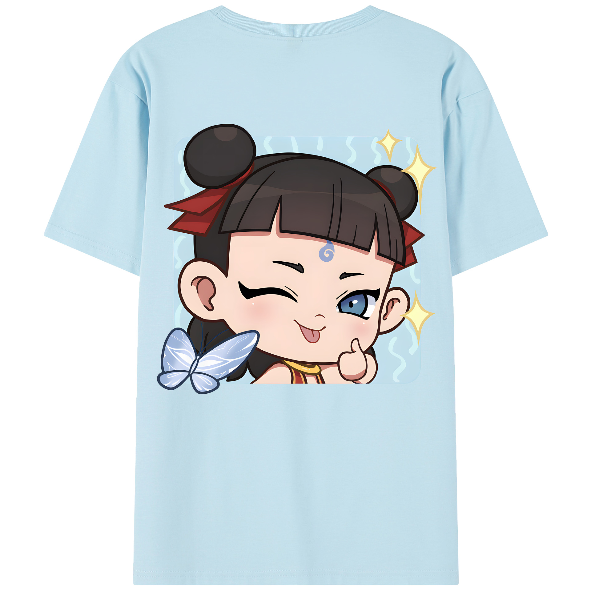 （画像用） Ne Zha 2 ナタ 魔童の大暴れ 綿100％半袖Tシャツ（背面プリント）